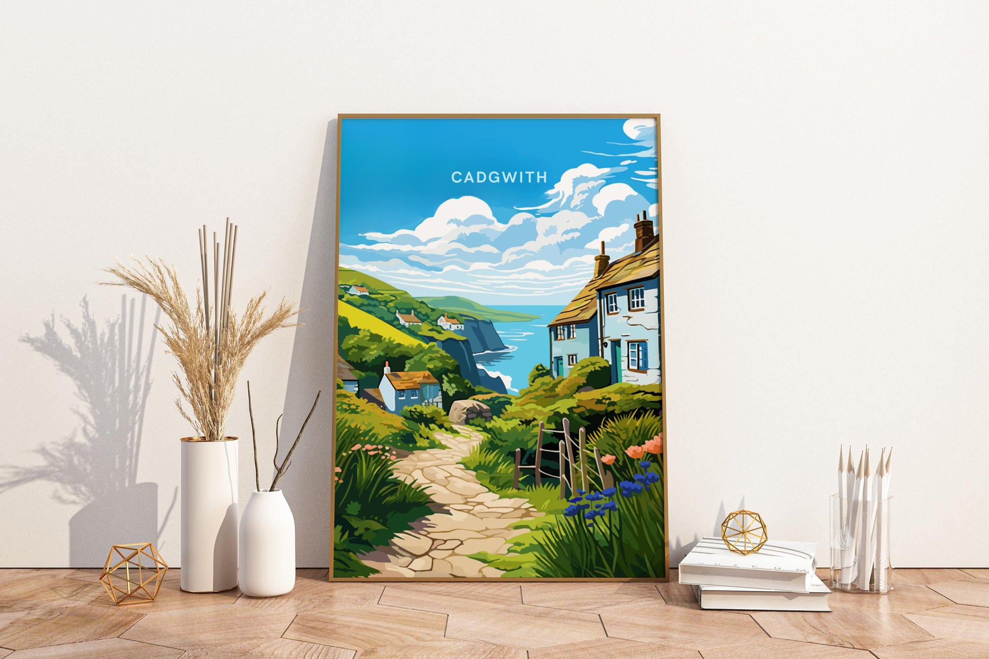 Cadgwith Cornwall England UK Travel Print Poster - Pitchers Design