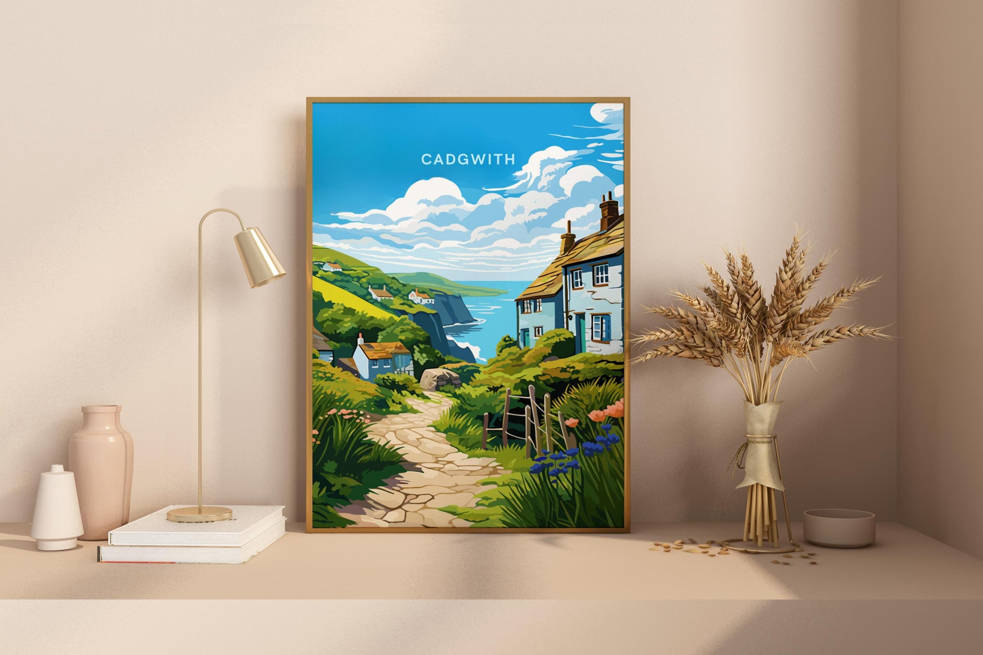 Cadgwith Cornwall England UK Travel Print Poster - Pitchers Design