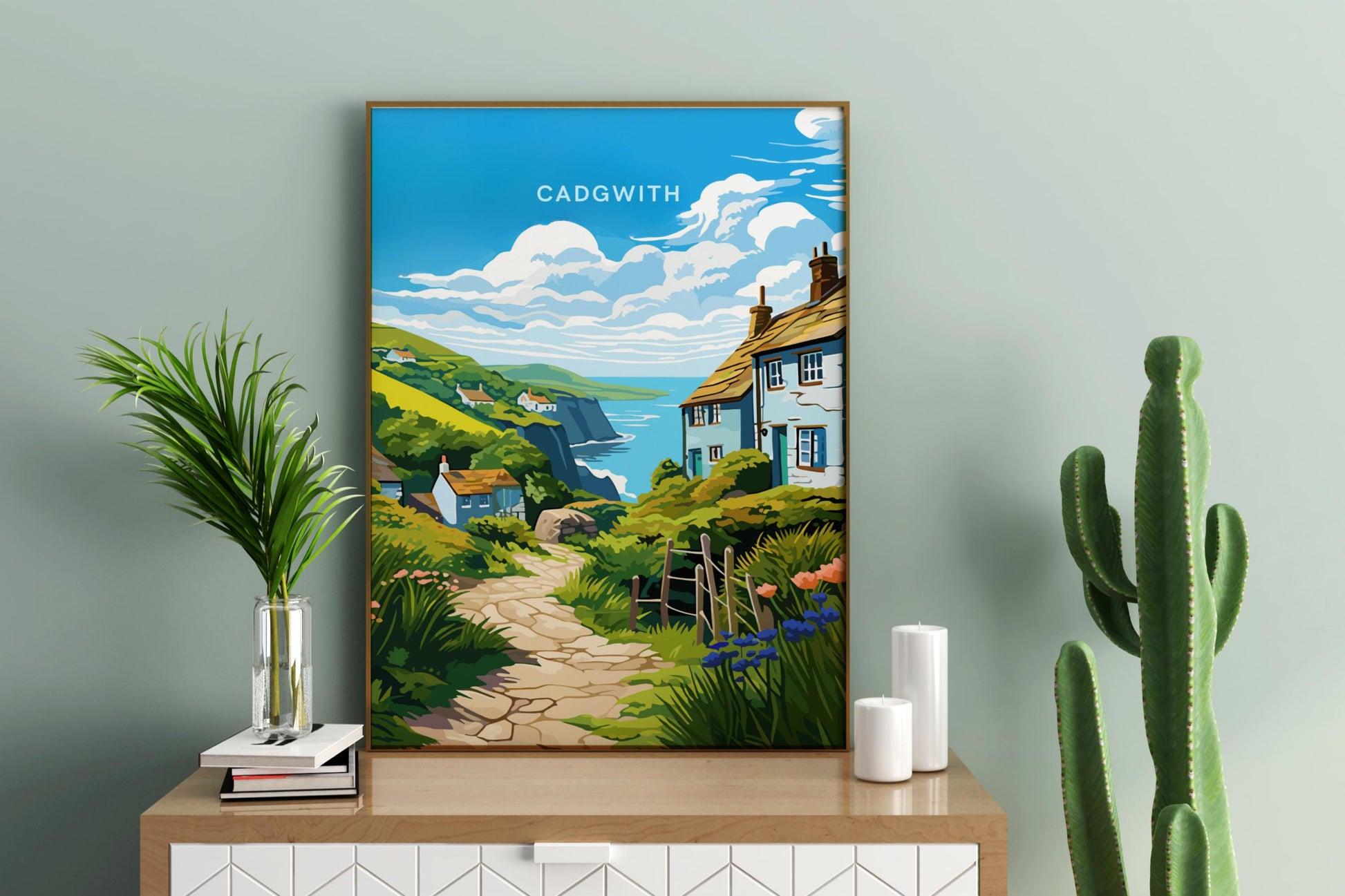 Cadgwith Cornwall England UK Travel Print Poster - Pitchers Design