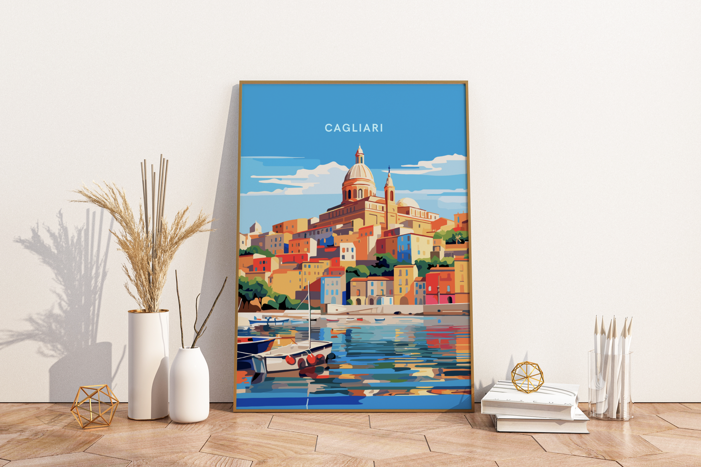 Affiche de voyage imprimée de Cagliari Sardaigne Italie