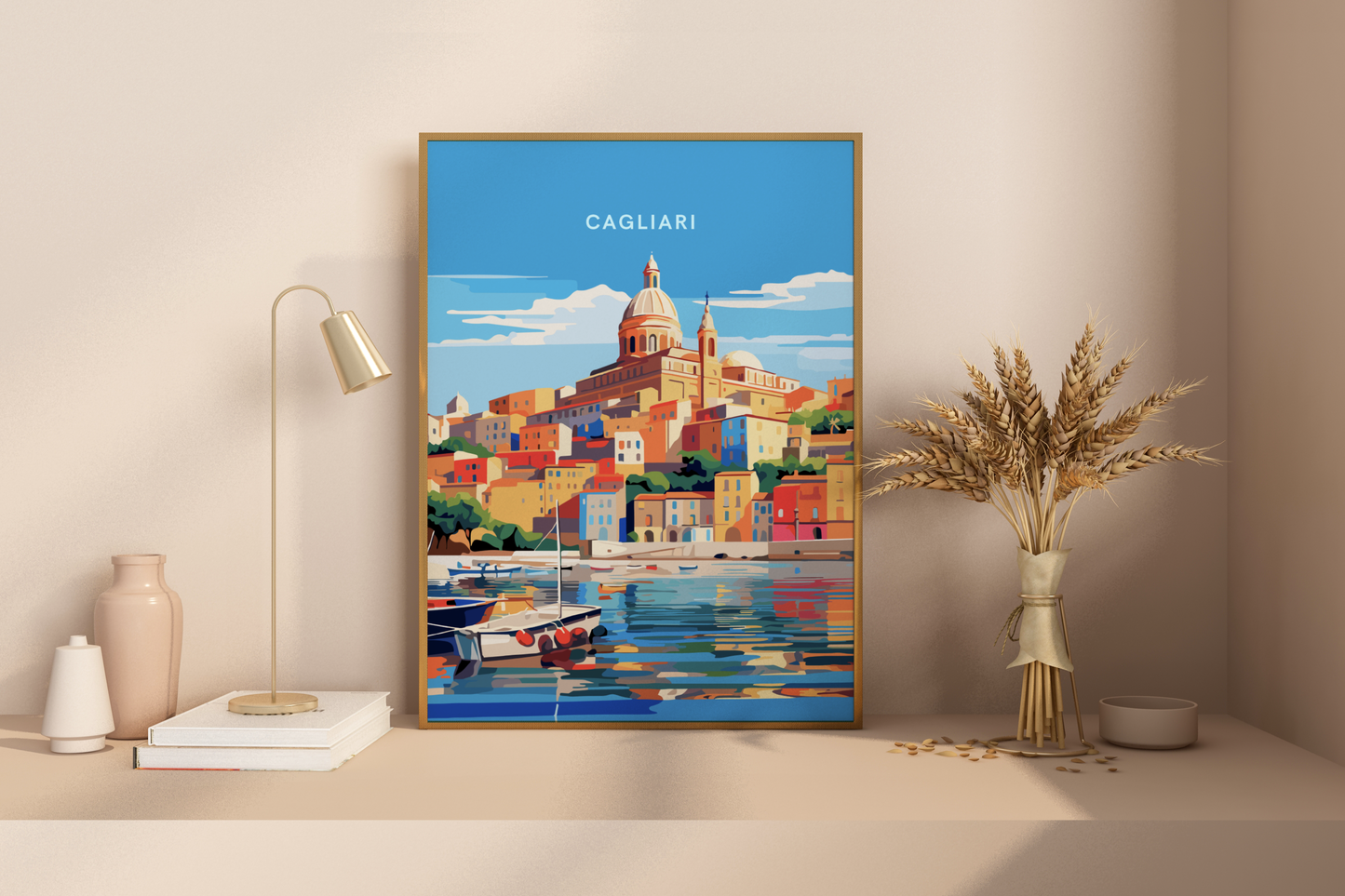 Affiche de voyage imprimée de Cagliari Sardaigne Italie