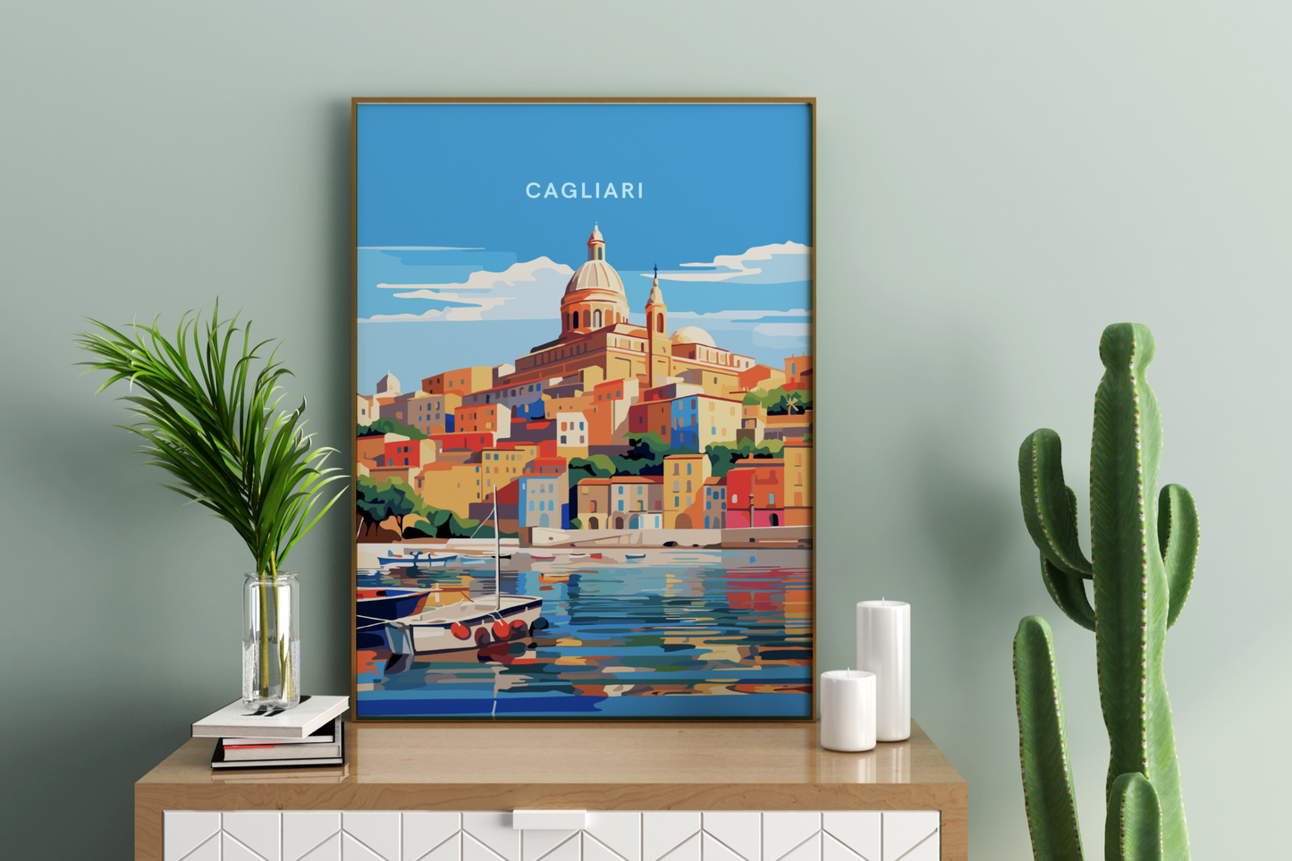 Affiche de voyage imprimée de Cagliari Sardaigne Italie