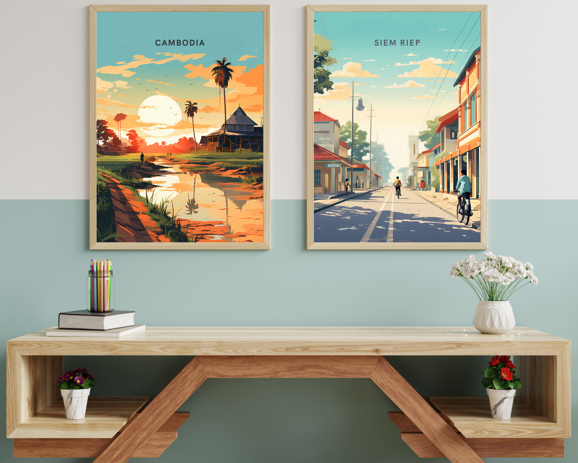 Siem Riep Town City Cambodia Travel Poster Print - Pitchers Design