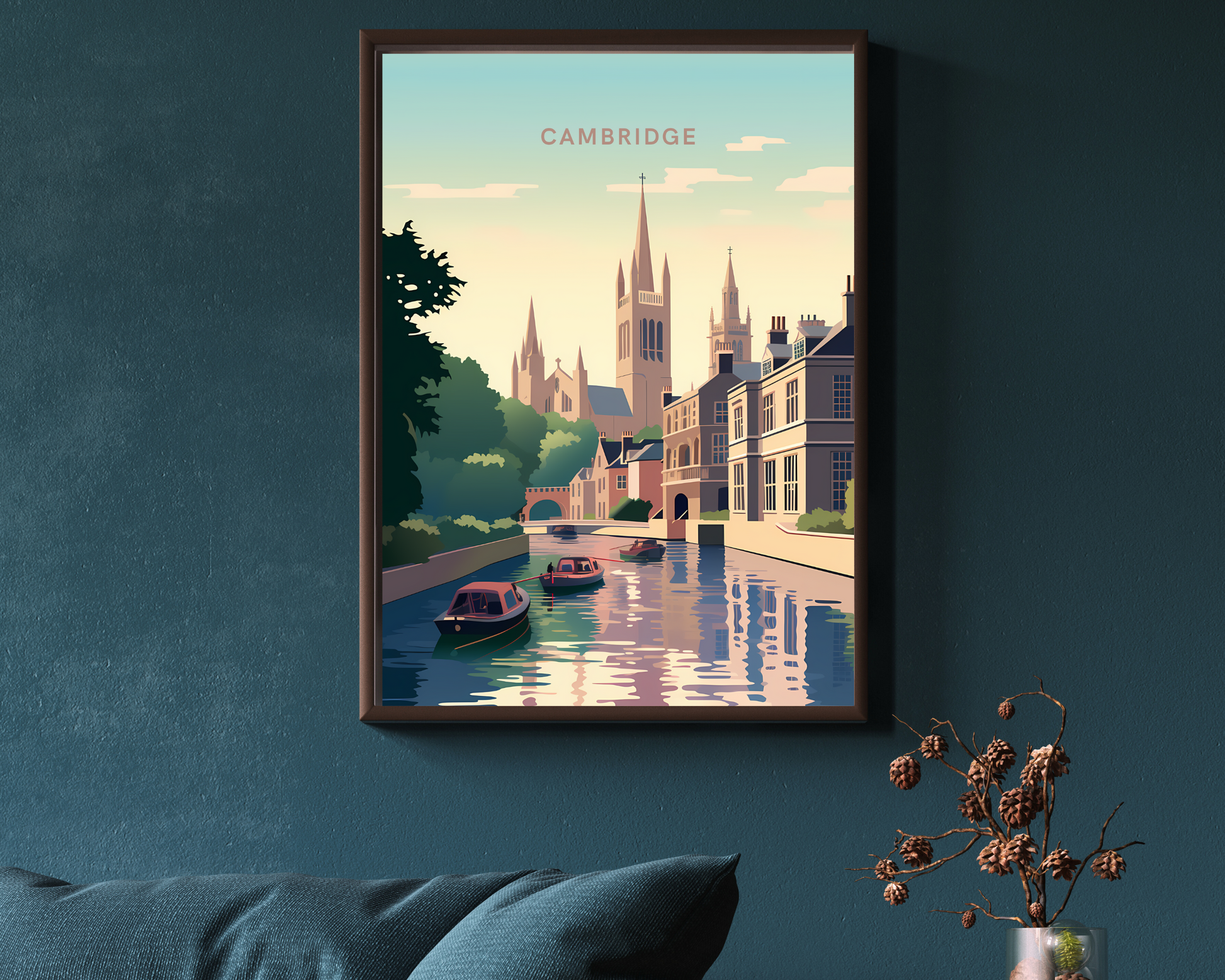 Cambridge England Travel Poster Print - Pitchers Design