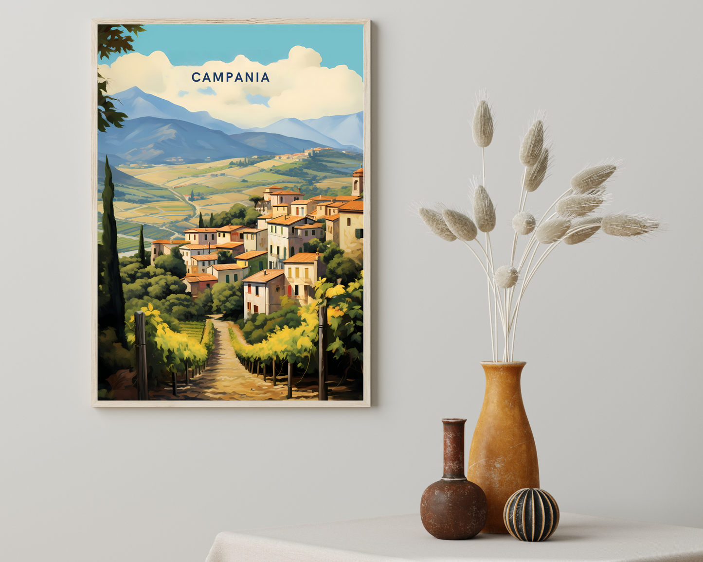 Campania Italy Travel Poster Print - Pitchers Design