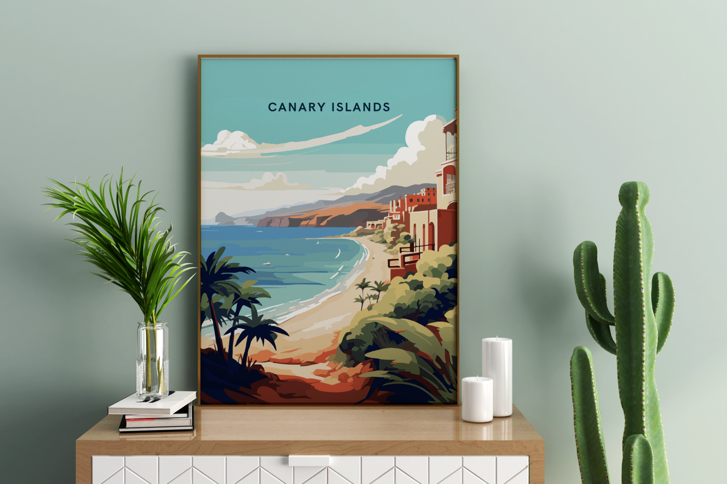 Póster de impresión de viaje de las Islas Canarias España