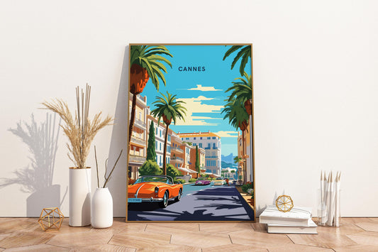 Cruising Through Cannes France Travel Print Poster - Pitchers Design