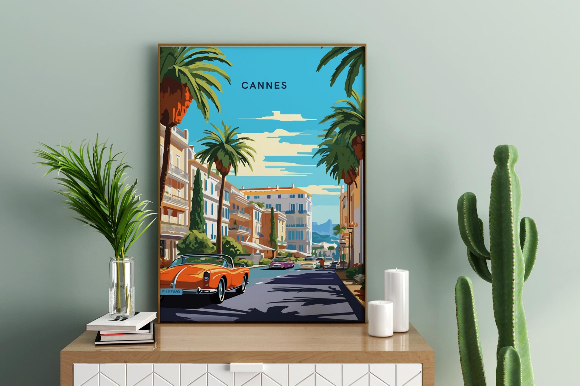 Cruising Through Cannes France Travel Print Poster - Pitchers Design