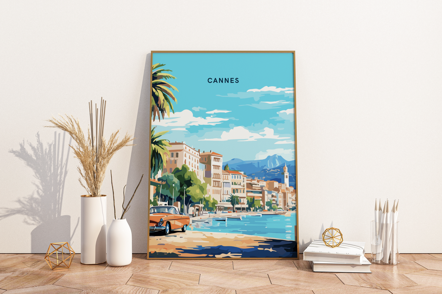 Affiche de voyage imprimée de Cannes en France