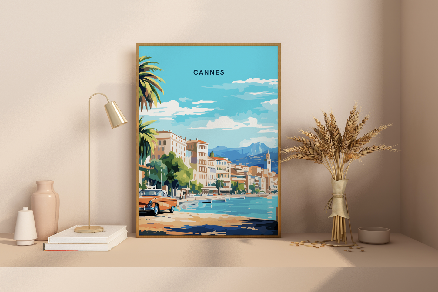 Affiche de voyage imprimée de Cannes en France