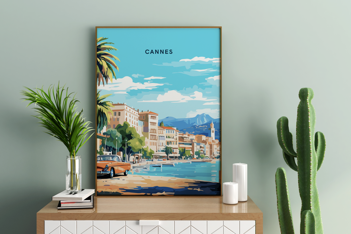 Affiche de voyage imprimée de Cannes en France