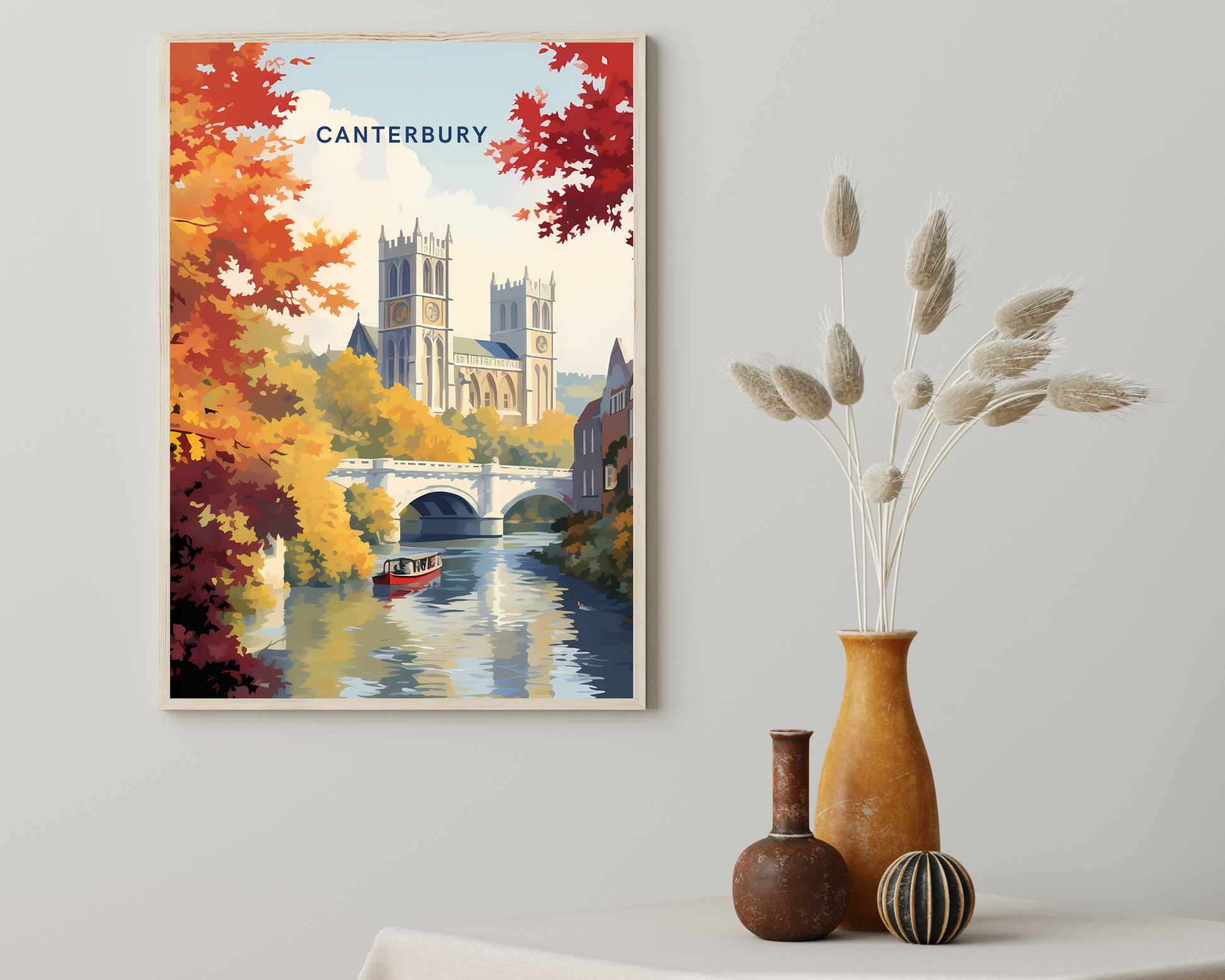 Canterbury Cathedral England Travel Poster Print - Pitchers Design