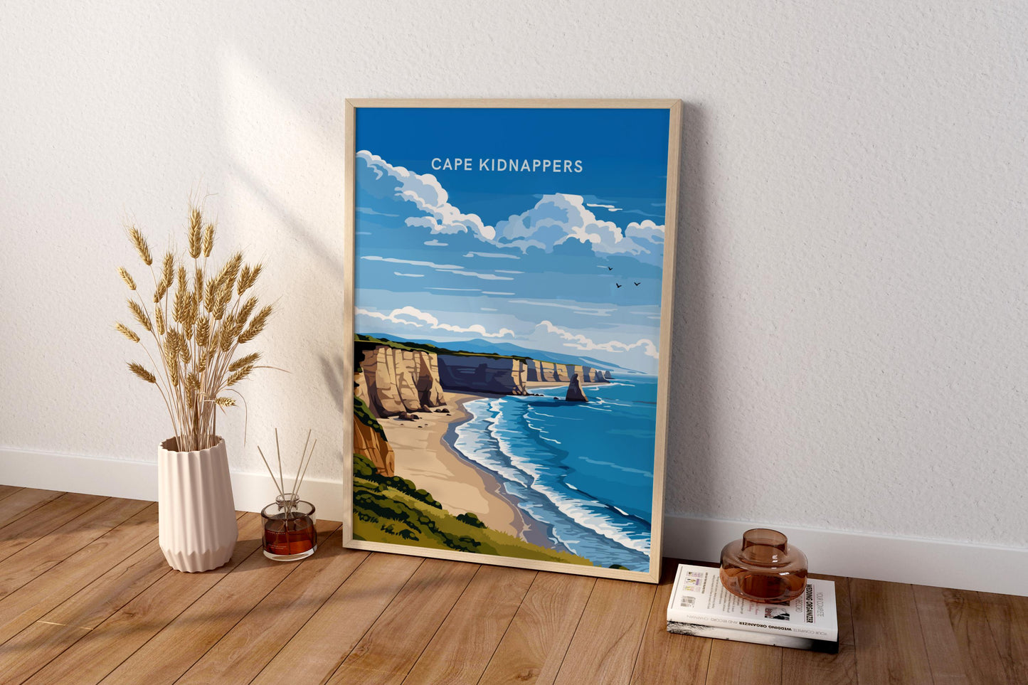 Cape Kidnappers New Zealand Travel Print Poster - Pitchers Design