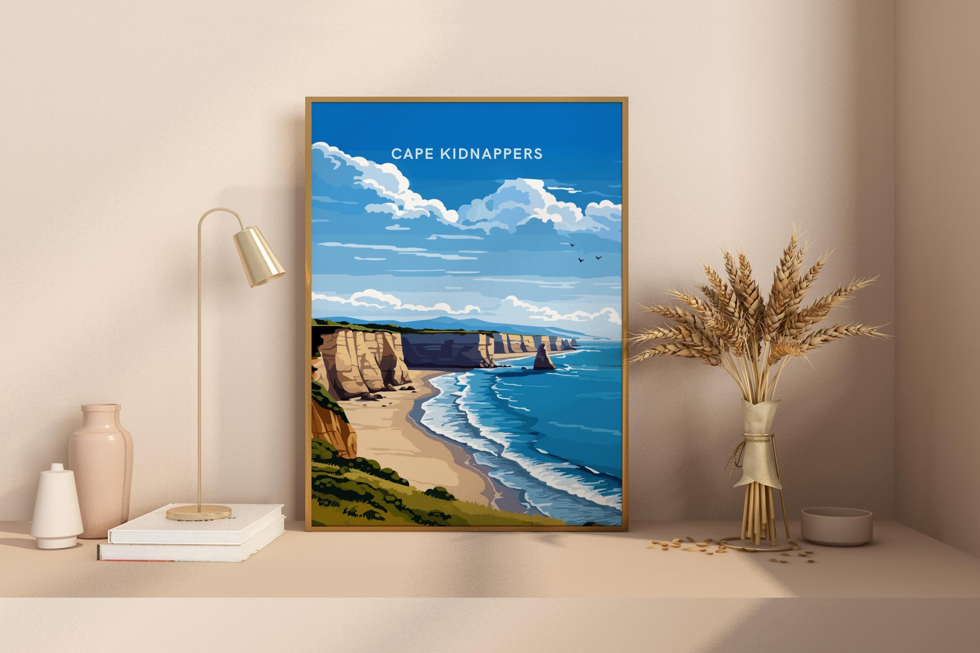 Cape Kidnappers New Zealand Travel Print Poster - Pitchers Design