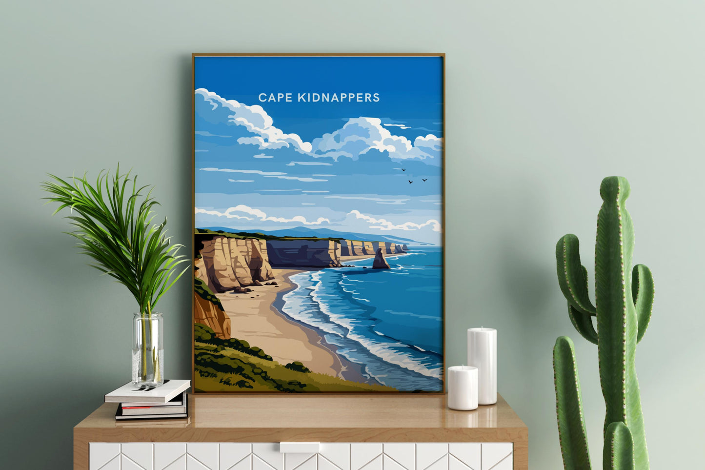 Cape Kidnappers New Zealand Travel Print Poster - Pitchers Design