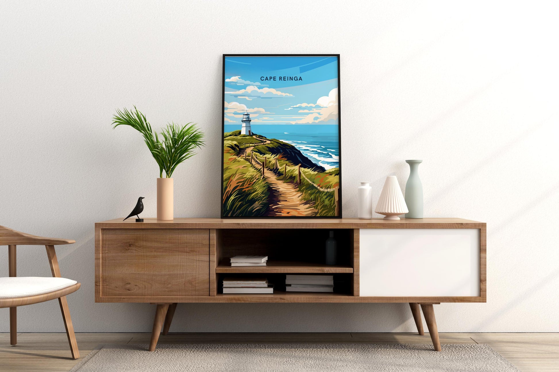 Cape Reinga New Zealand Travel Print Poster - Pitchers Design