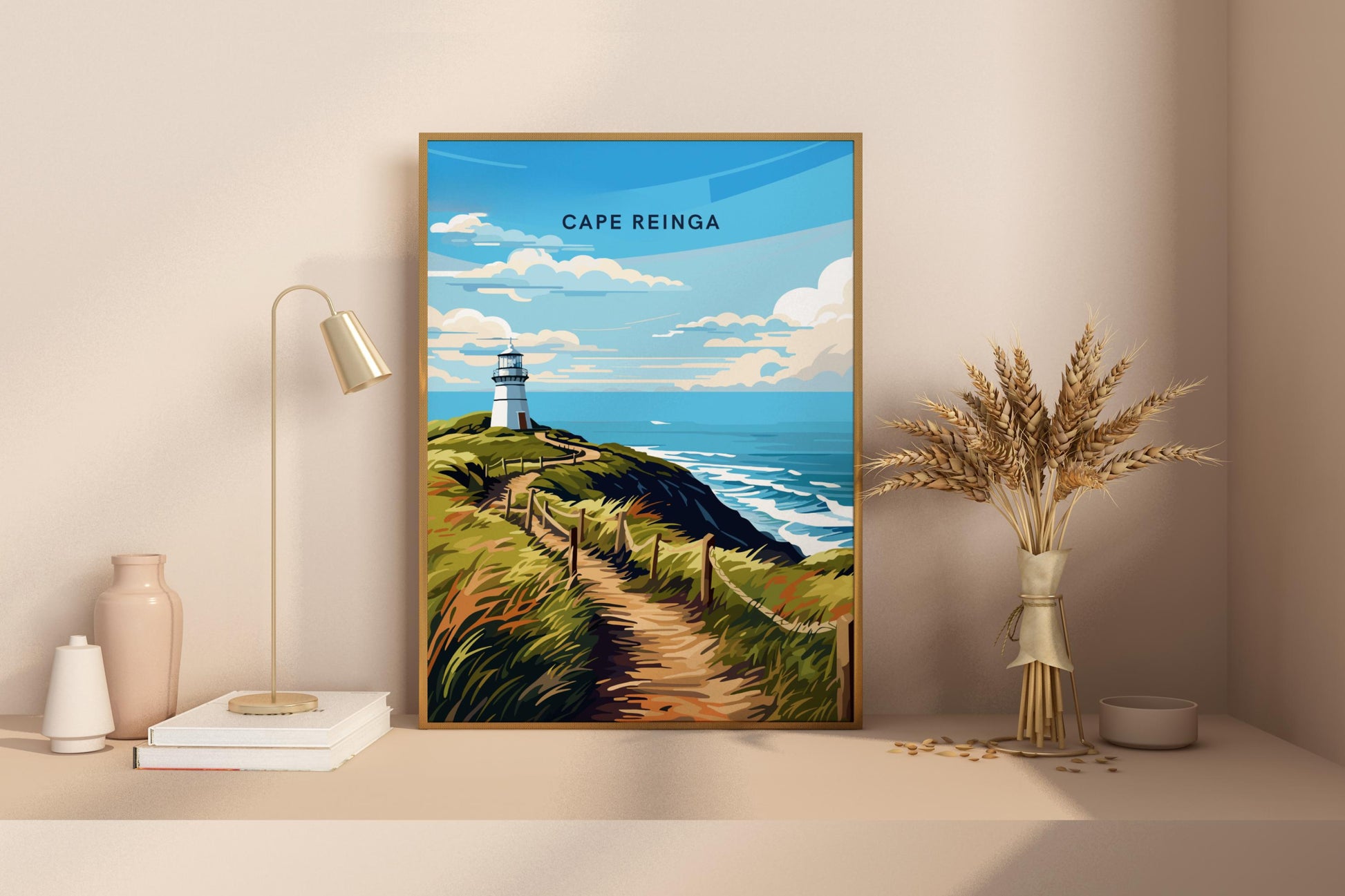 Cape Reinga New Zealand Travel Print Poster - Pitchers Design