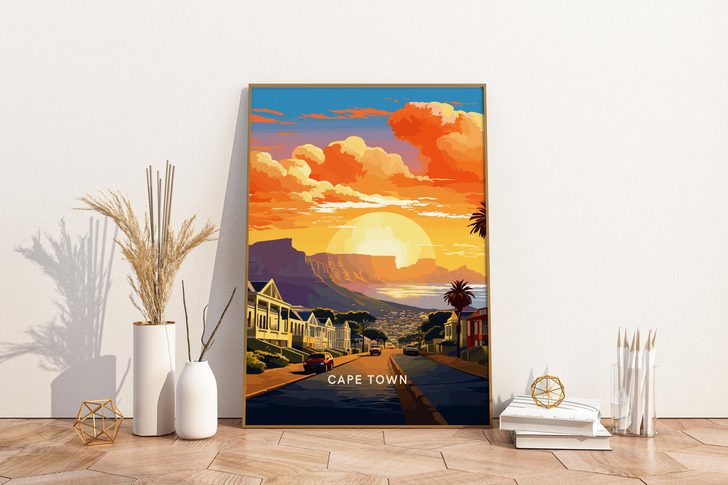 Cape Town Sunset South Africa Travel Print Poster - Pitchers Design