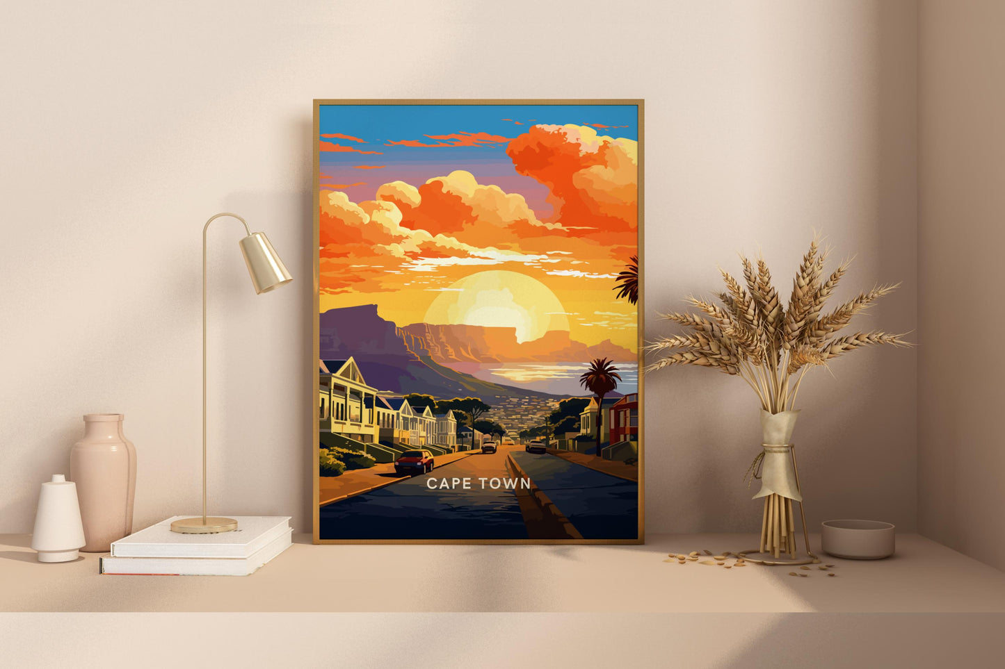 Cape Town Sunset South Africa Travel Print Poster - Pitchers Design