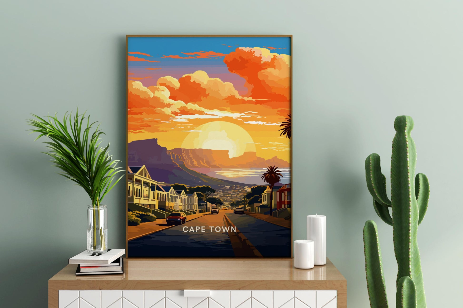 Cape Town Sunset South Africa Travel Print Poster - Pitchers Design