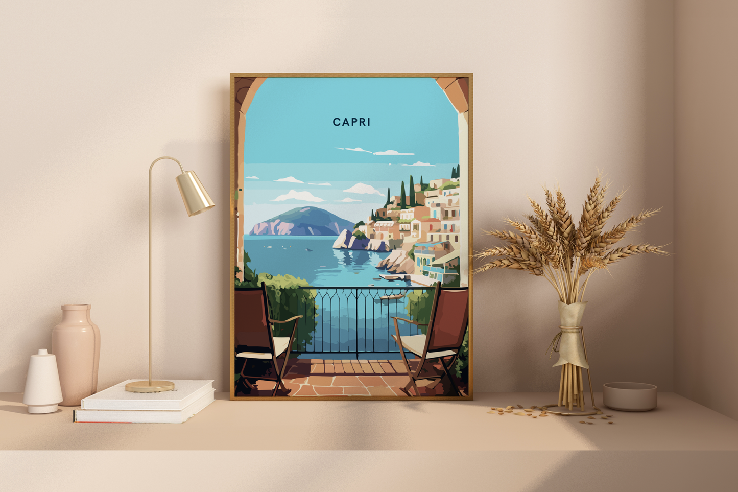 Affiche de voyage imprimée de Capri en Italie