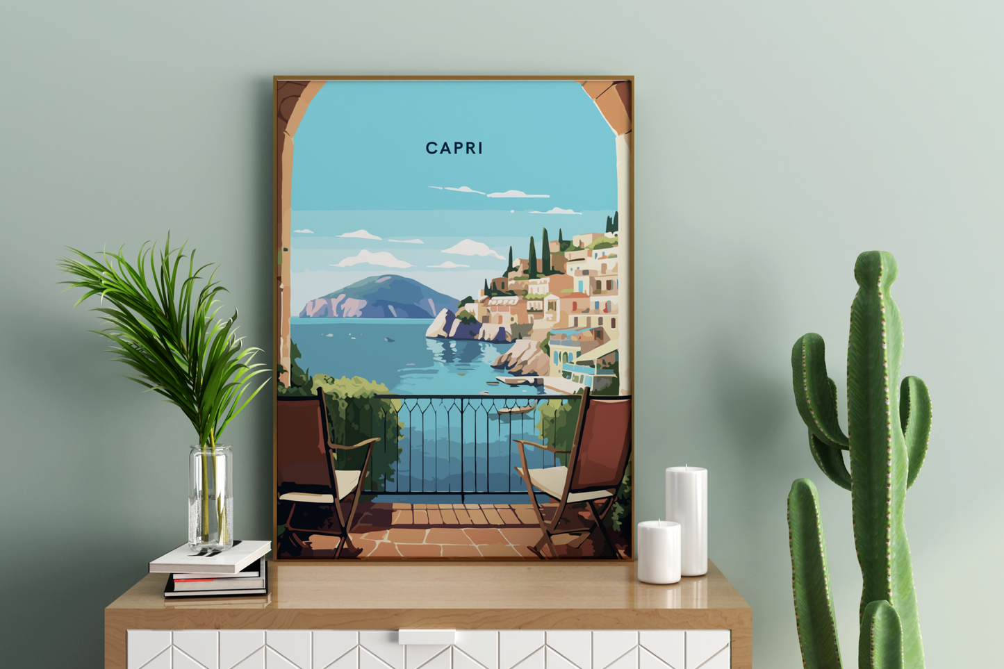 Affiche de voyage imprimée de Capri en Italie