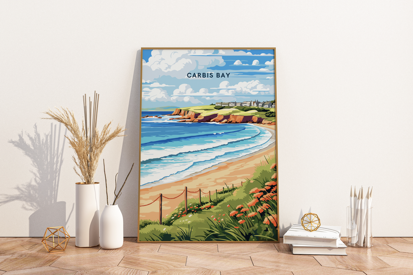 Carbis Bay St Ives Cornwall England UK Travel Print Poster