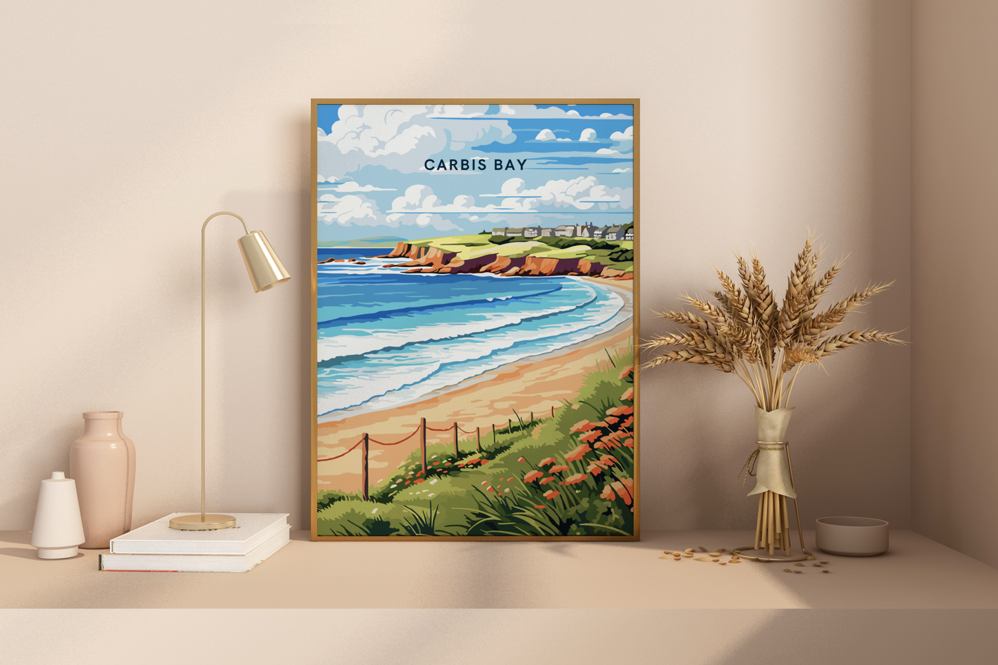 Carbis Bay St Ives Cornwall England UK Travel Print Poster