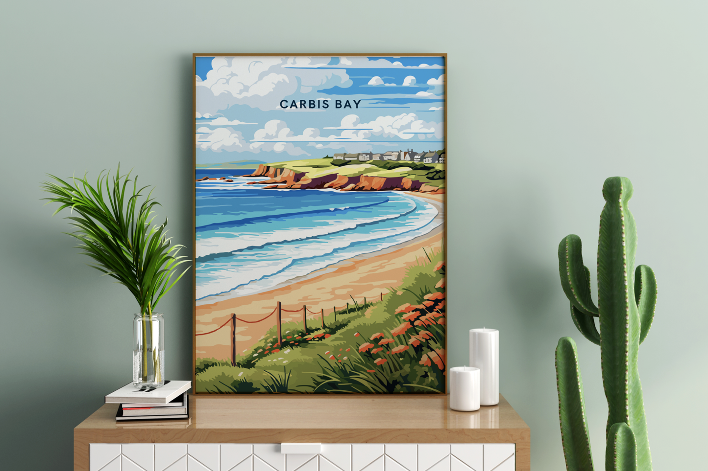 Carbis Bay St Ives Cornwall England UK Travel Print Poster