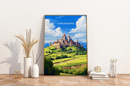 Carcassonne Walled City France Travel Print Poster - Pitchers Design