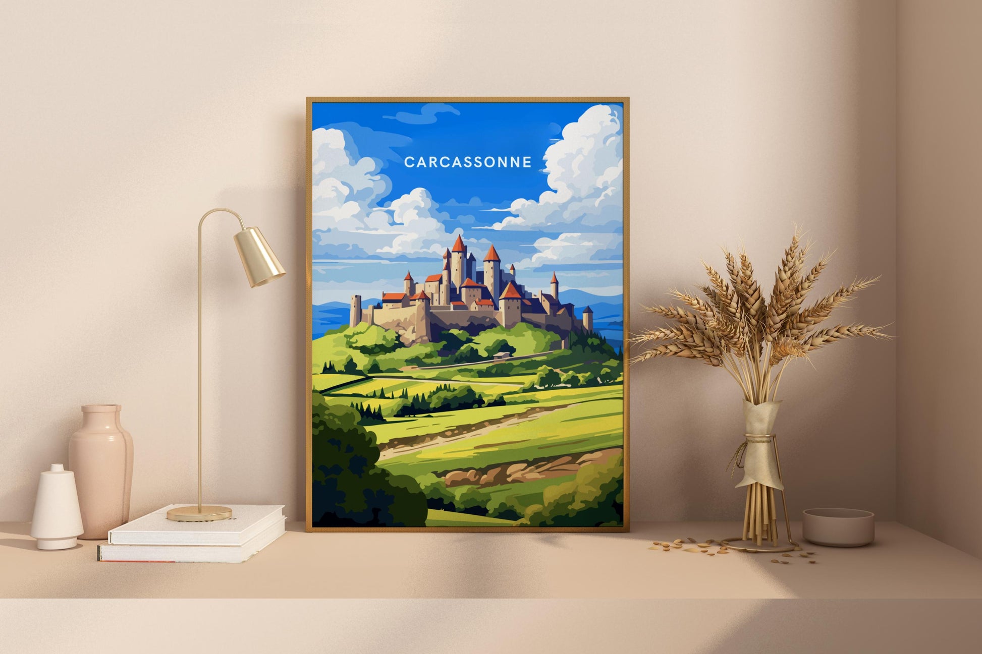 Carcassonne Walled City France Travel Print Poster - Pitchers Design