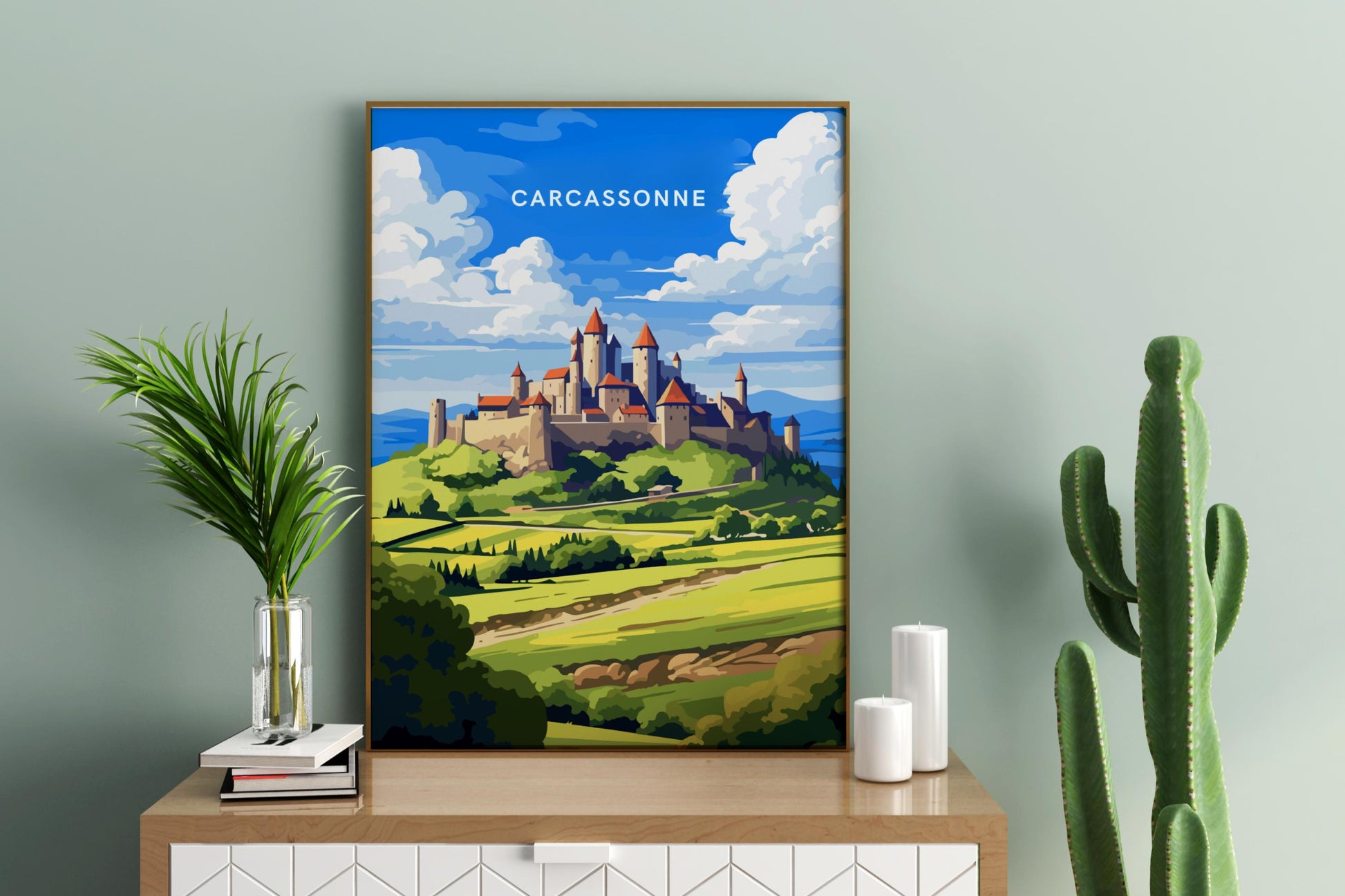 Carcassonne Walled City France Travel Print Poster - Pitchers Design