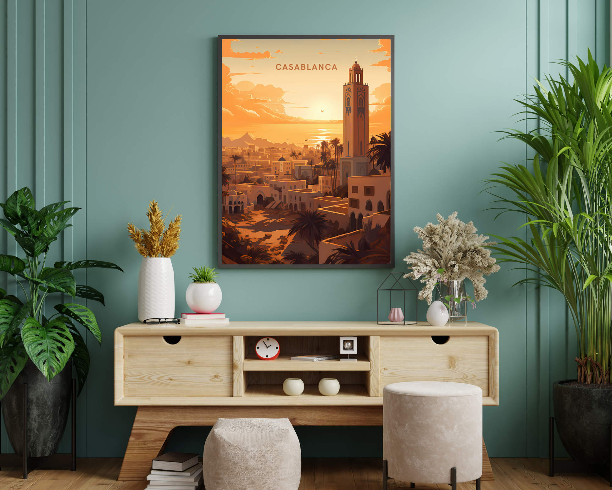 Casablanca Morocco Travel Poster Print - Pitchers Design