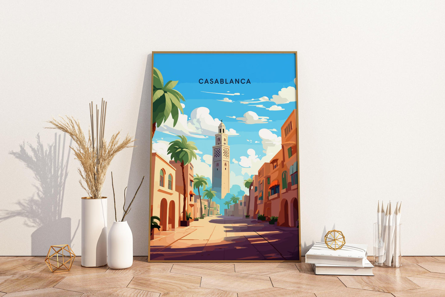 Casablanca Streets Morocco Travel Print Poster - Pitchers Design