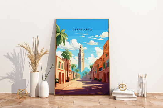 Casablanca Streets Morocco Travel Print Poster - Pitchers Design