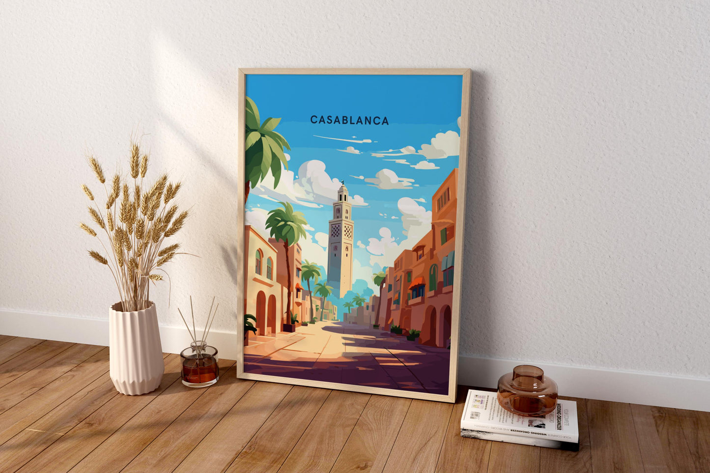 Casablanca Streets Morocco Travel Print Poster - Pitchers Design