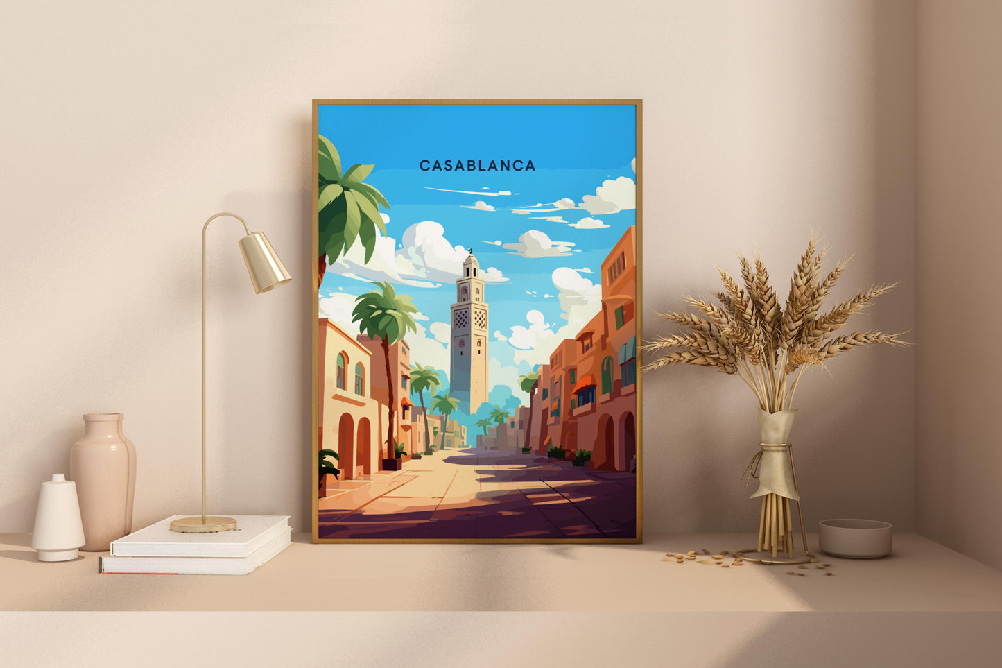 Casablanca Streets Morocco Travel Print Poster - Pitchers Design