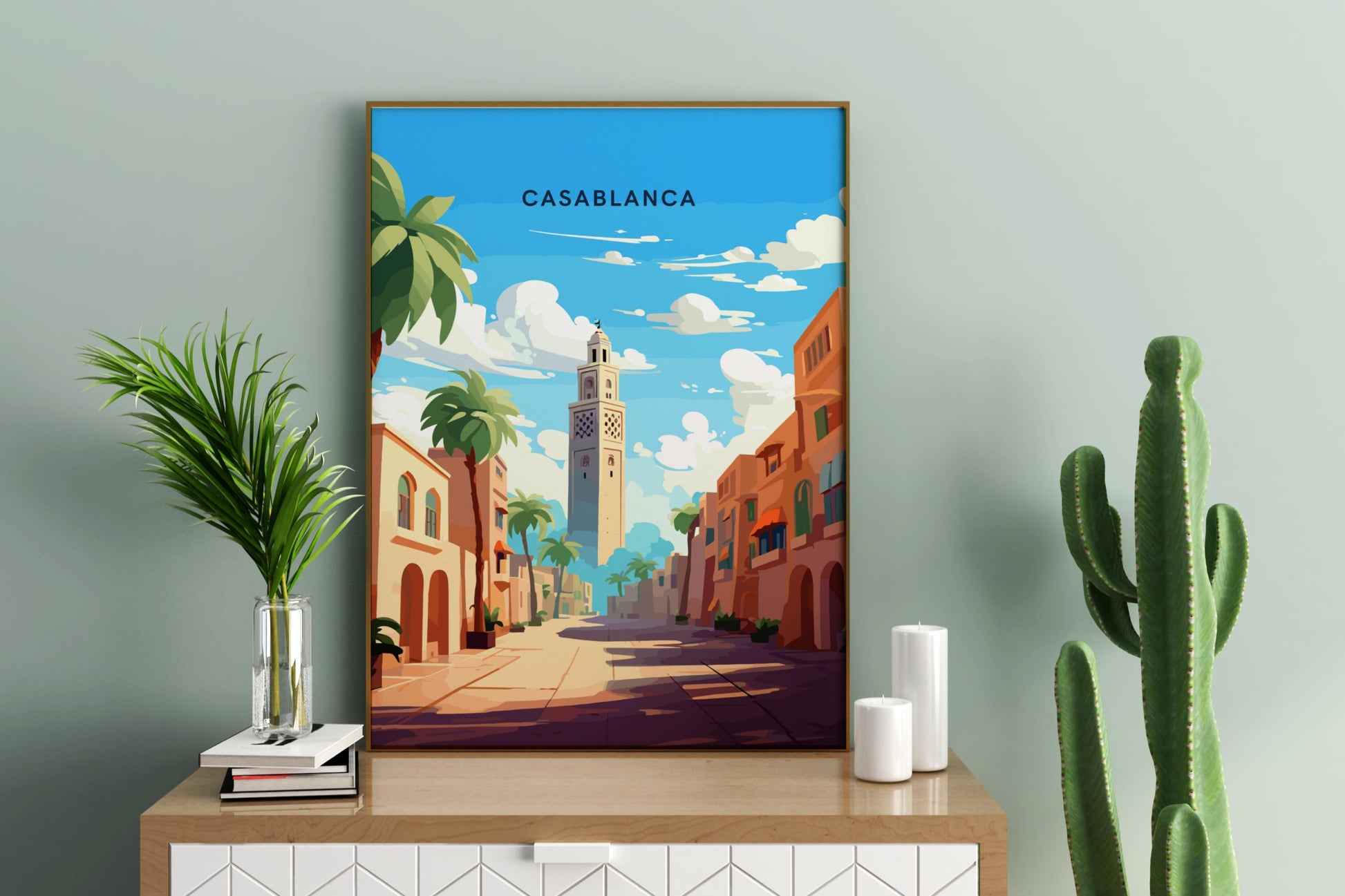 Casablanca Streets Morocco Travel Print Poster - Pitchers Design