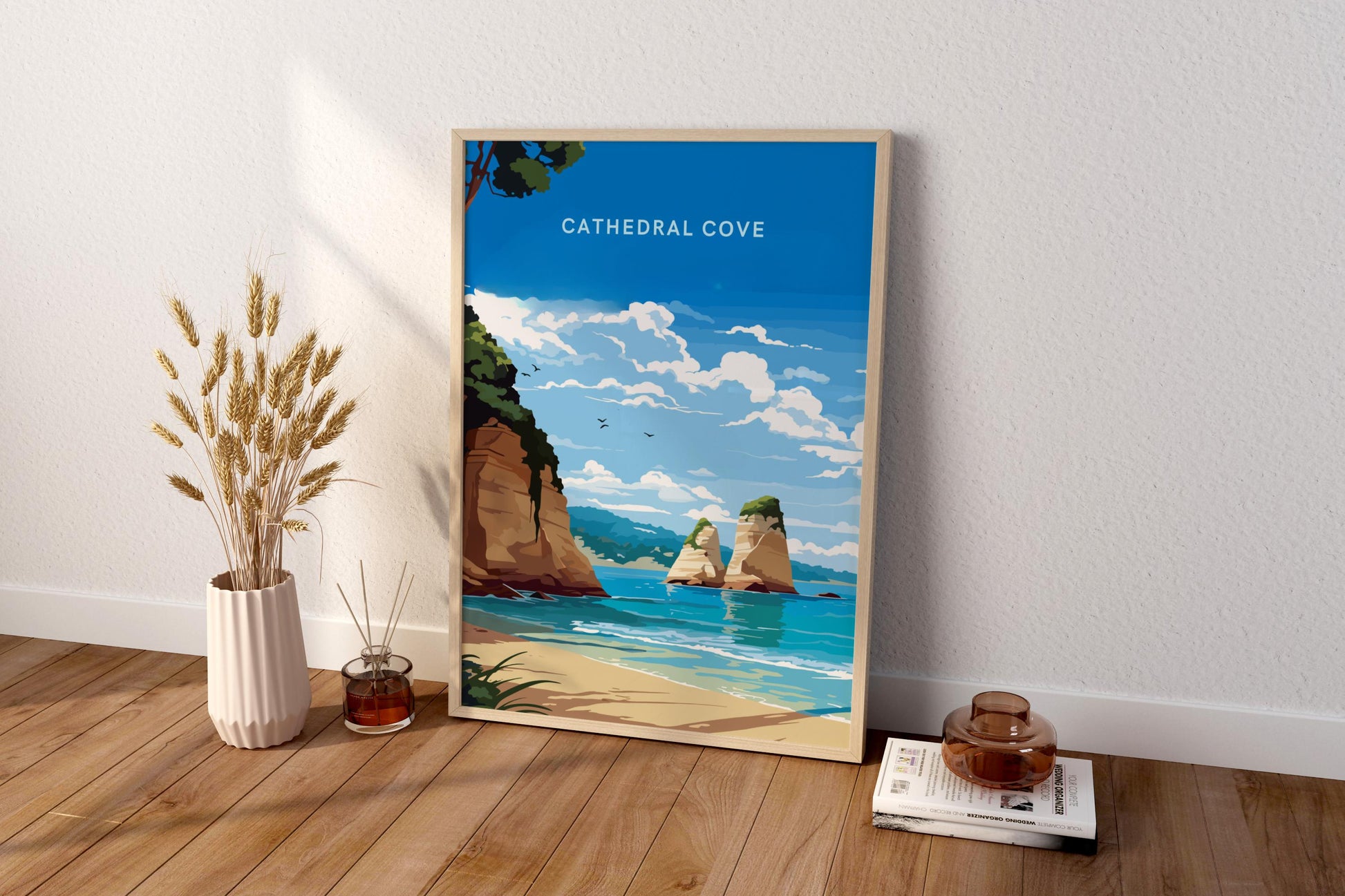 Cathedral Cove Hahei New Zealand Travel Print Poster - Pitchers Design