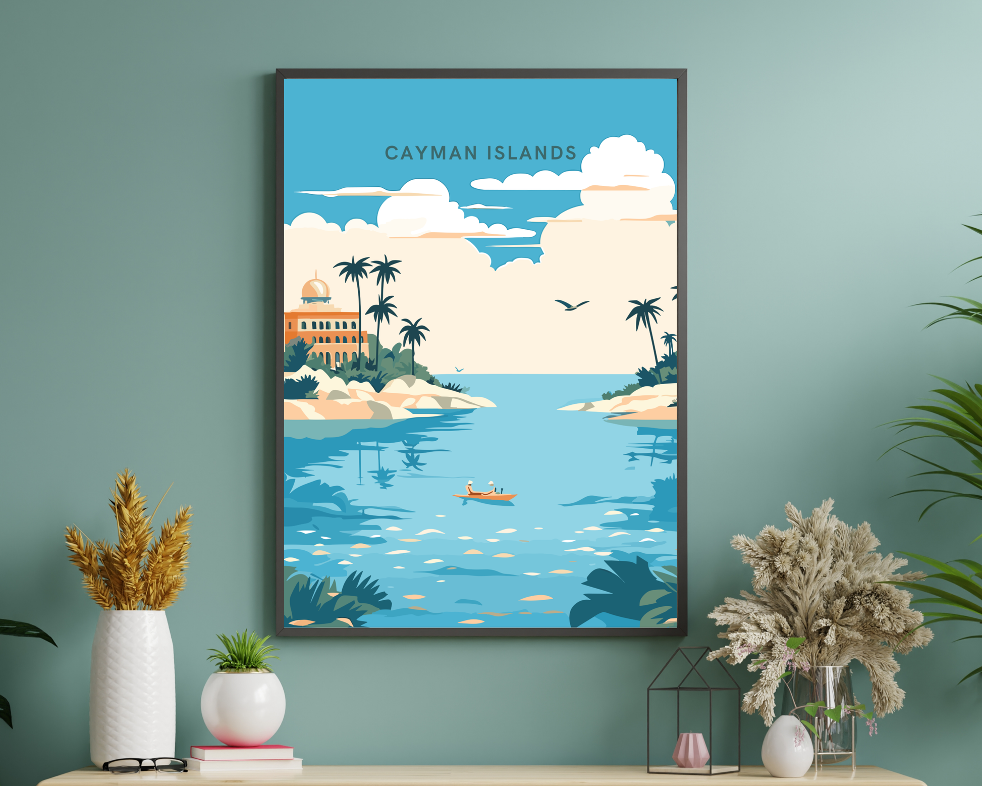 Cayman Islands Caribbean Travel Poster Print - Pitchers Design