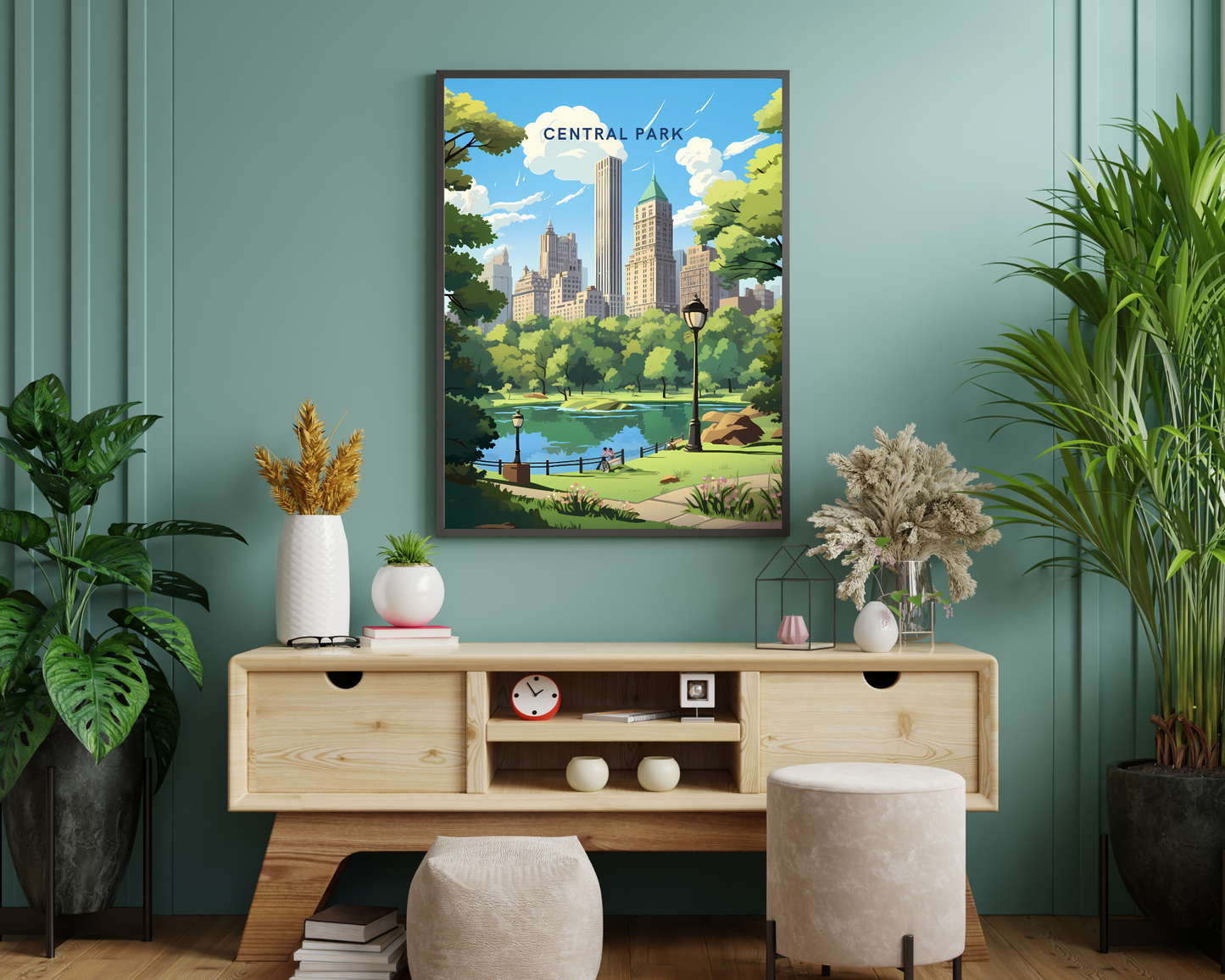 Central Park New York Travel Poster Print - Pitchers Design