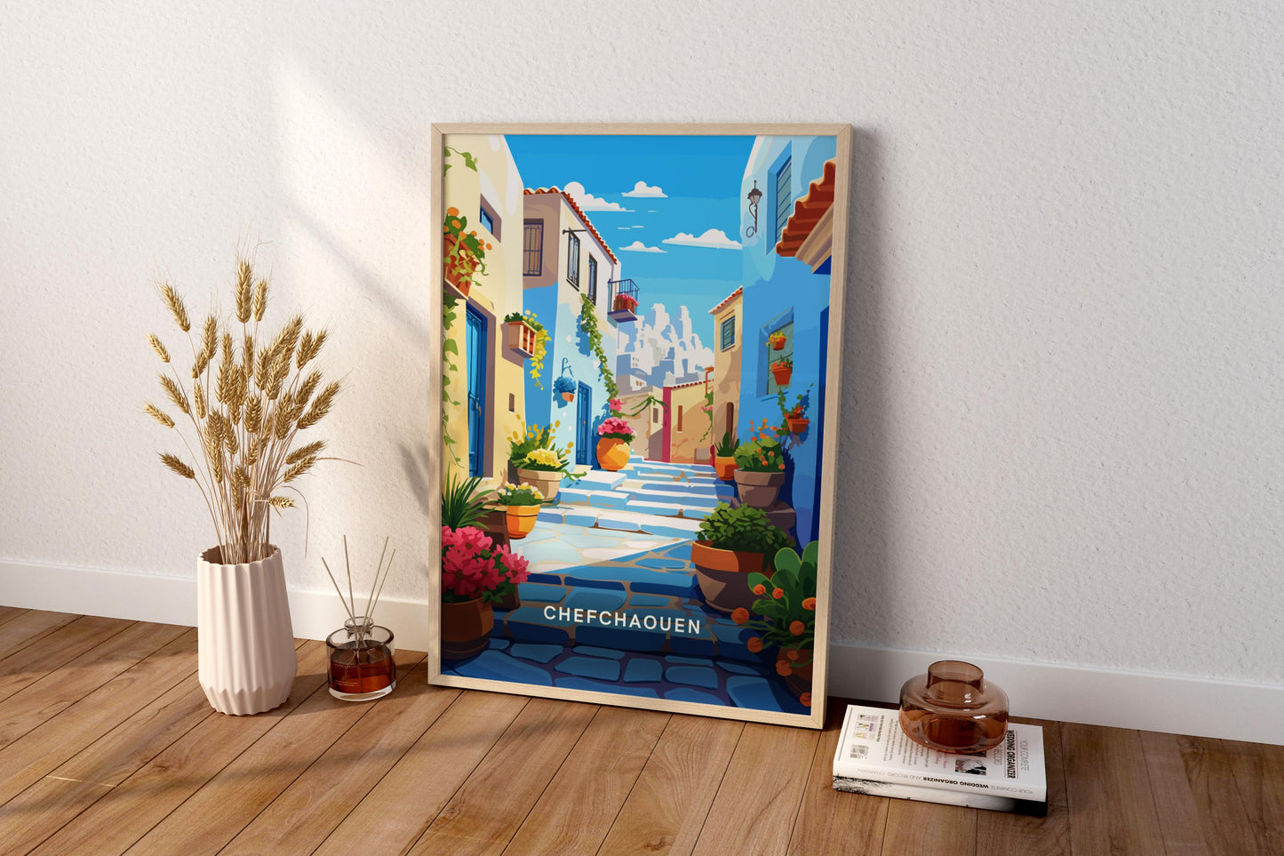 Chefchaouen Blue Streets Morocco Travel Print Poster - Pitchers Design