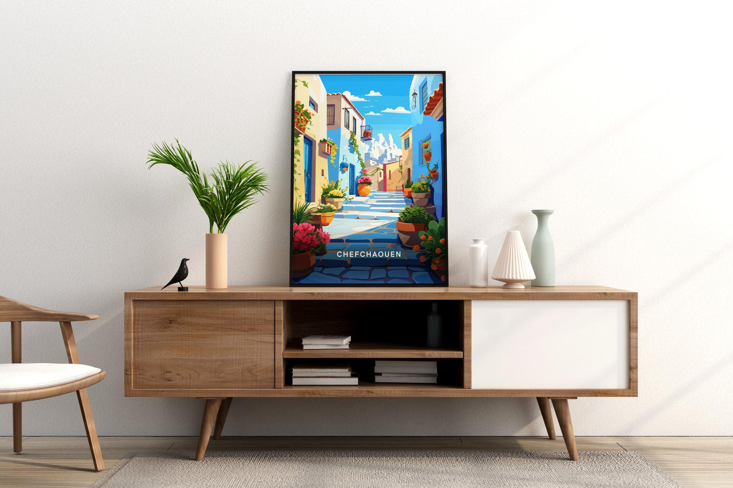 Chefchaouen Blue Streets Morocco Travel Print Poster - Pitchers Design