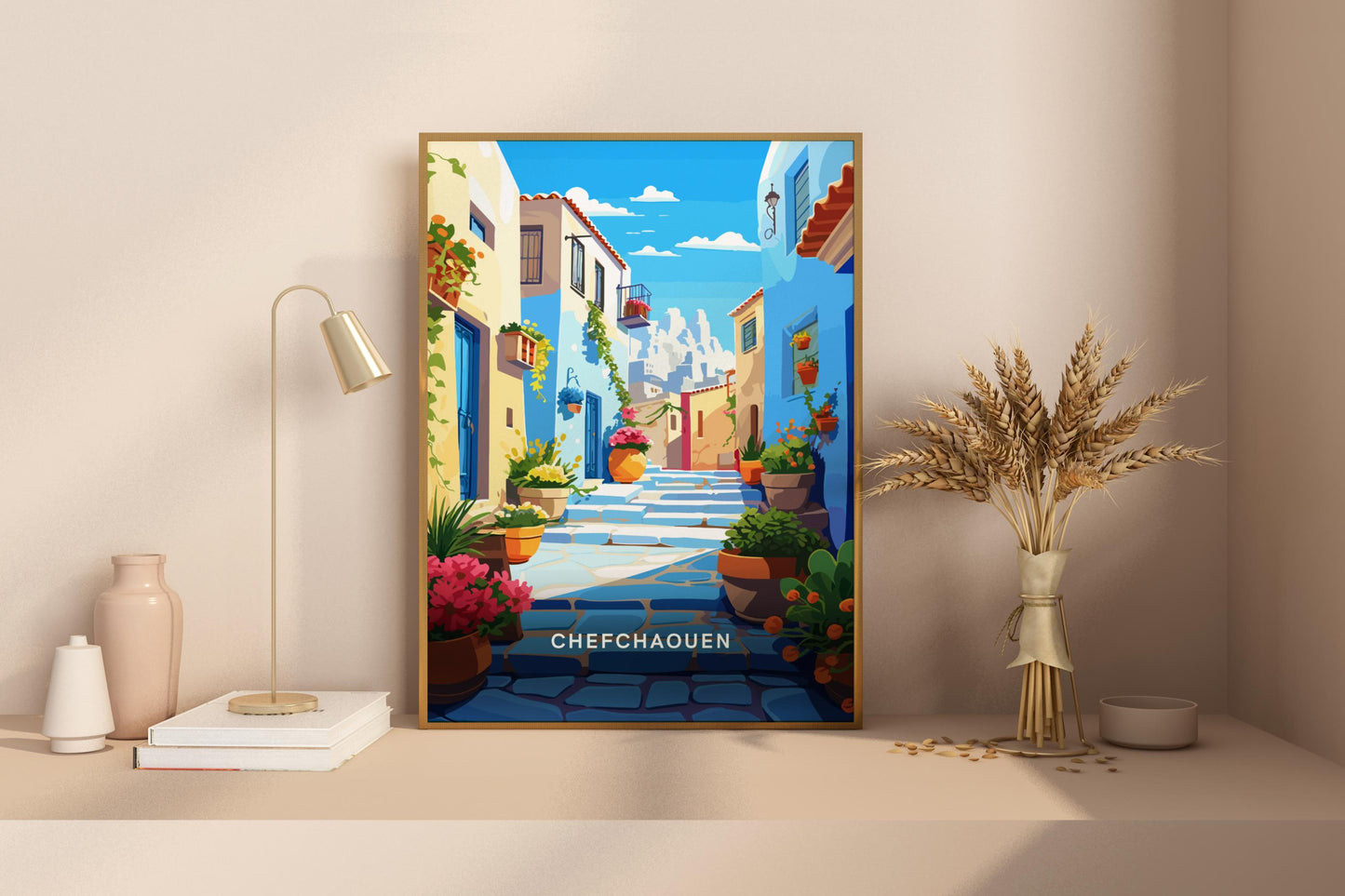 Chefchaouen Blue Streets Morocco Travel Print Poster - Pitchers Design