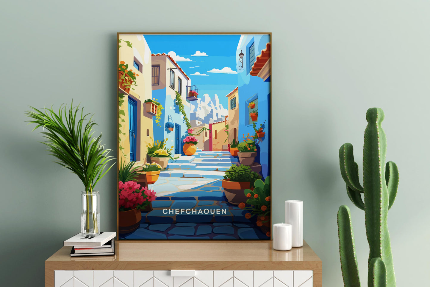 Chefchaouen Blue Streets Morocco Travel Print Poster - Pitchers Design