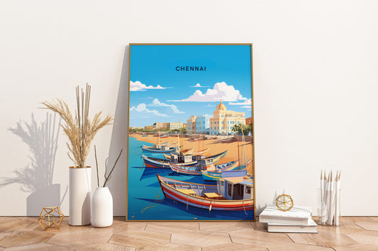 Chennai India Travel Print Poster - Pitchers Design