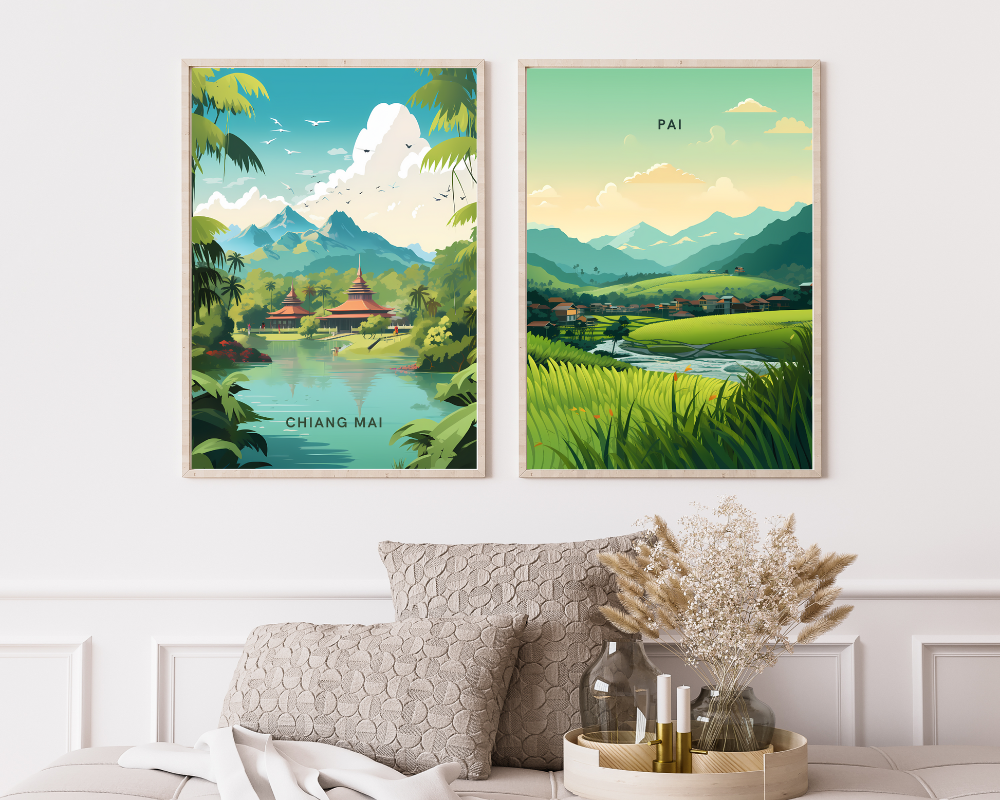 Chiang Mai Thailand Travel Poster Print - Pitchers Design