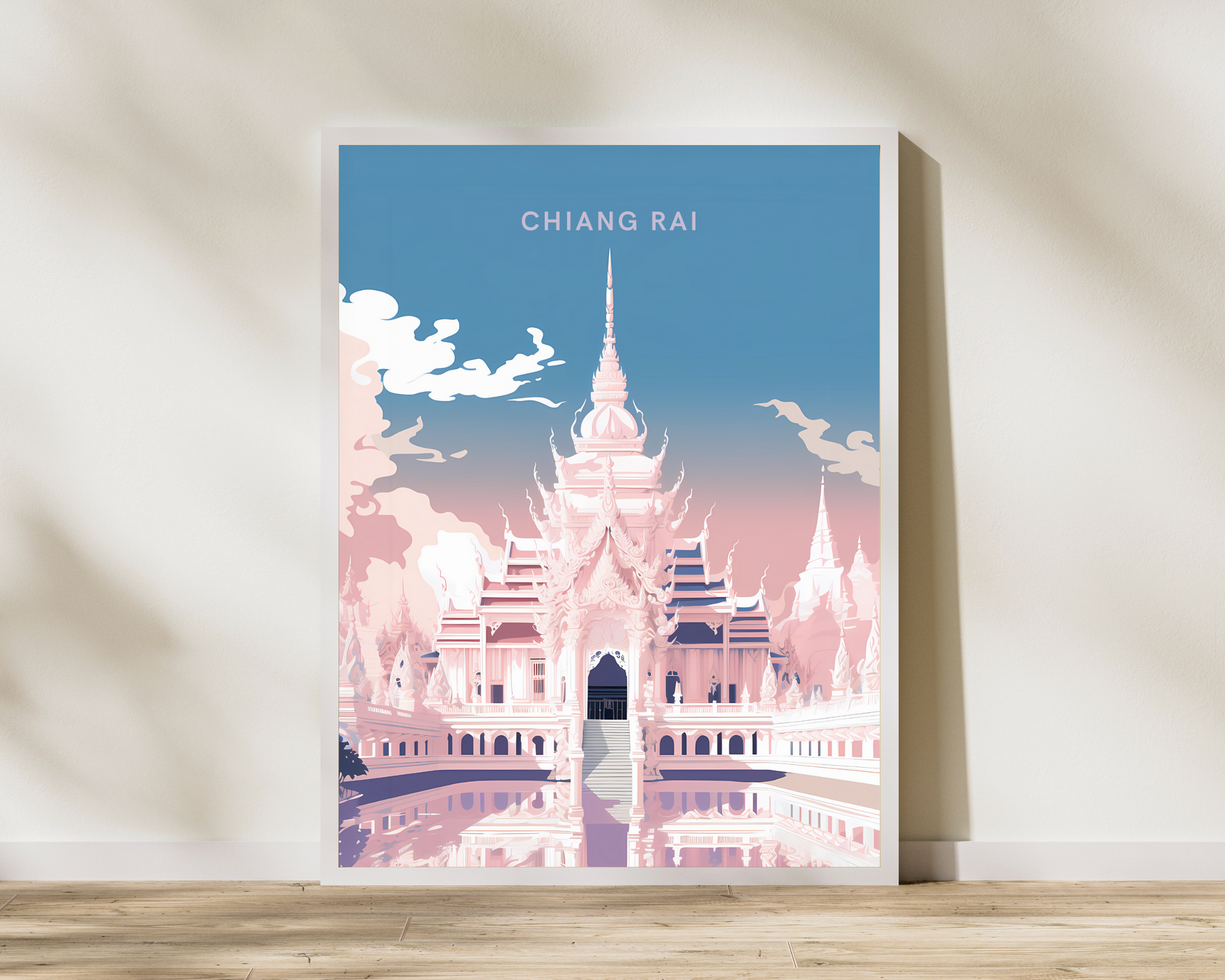 Chiang Rai White Temple Thailand Travel Poster Print - Pitchers Design