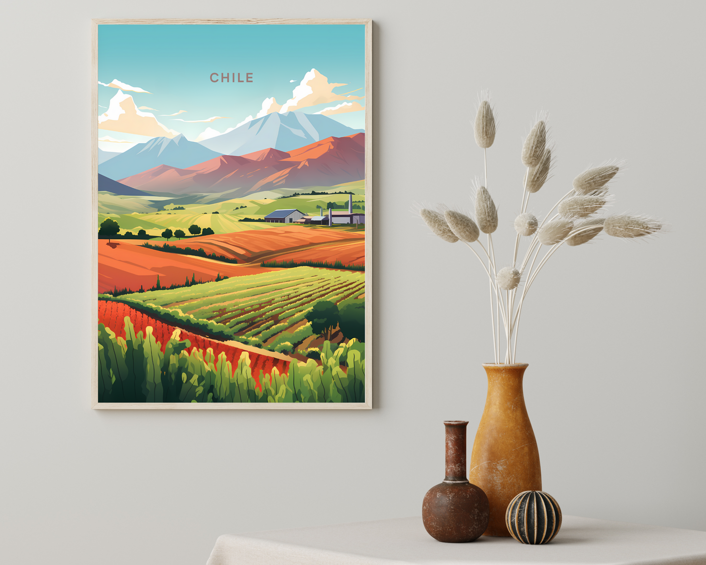 Chile South America Travel Poster Print - Pitchers Design