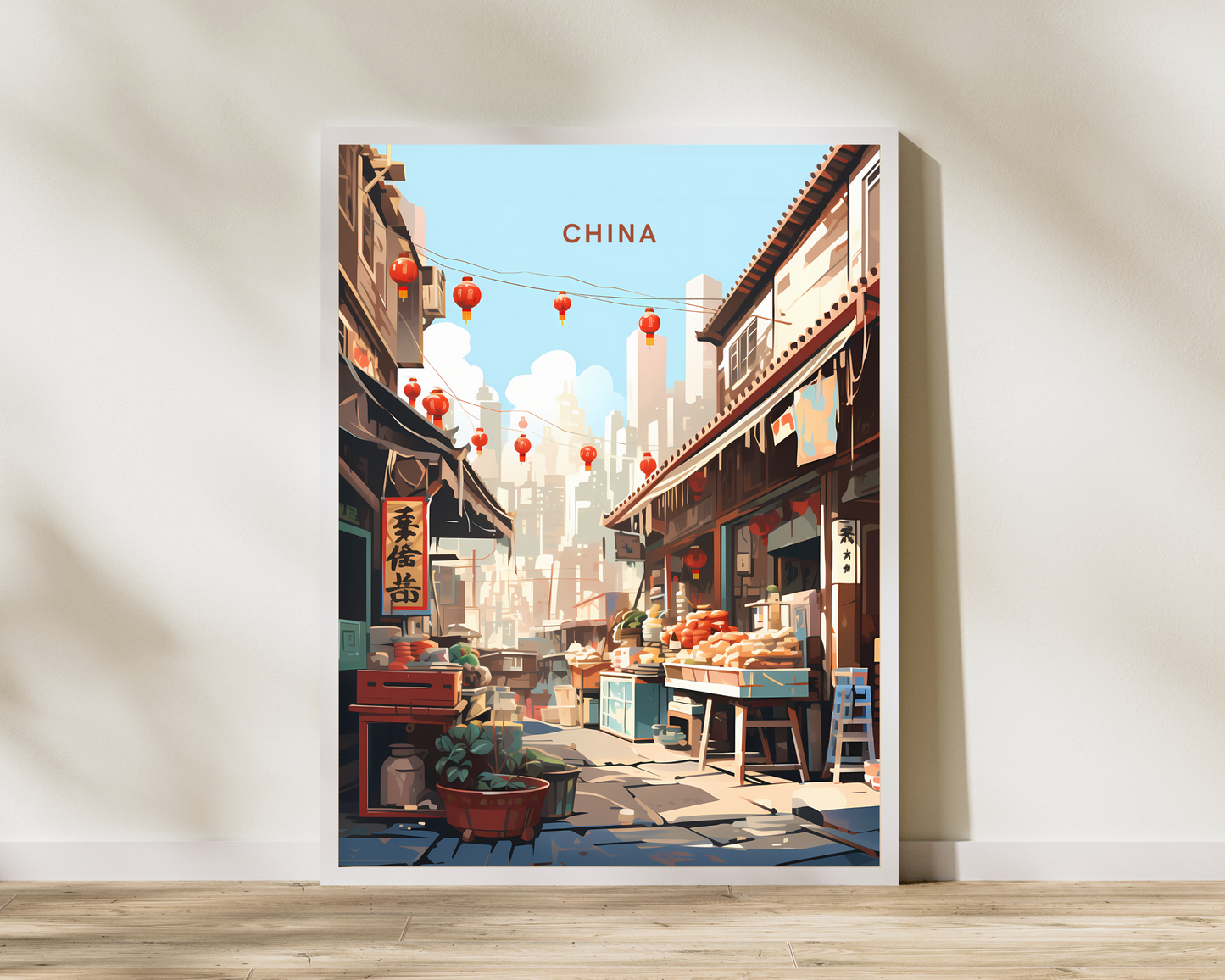 China Local Market Travel Poster Print - Pitchers Design